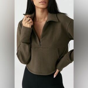 ISO JOAH brown aspen half zip in army